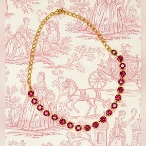 Red Dark Pink Ruby Synthetic 14.7 Carats In 18K Gold Plated Classic Necklace